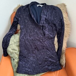 NWOT ASOS Dark Purple/Navy Floral Satin Blazer Jacket